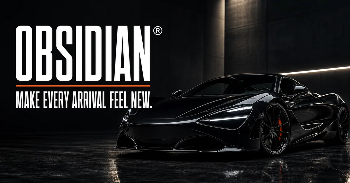 Illustrative Essential package website preview featuring a dark automotive design