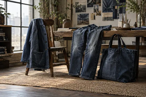 AI-generated realistic fashion scene for Indigo Archive