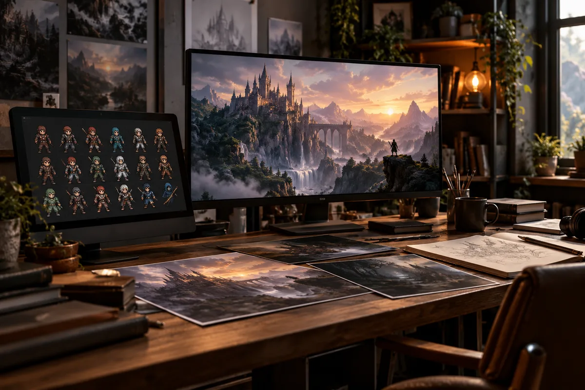 AI-generated realistic art & digital goods collection for Obsidian Pixels