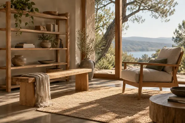 AI-generated realistic home & living scene for Still Oak