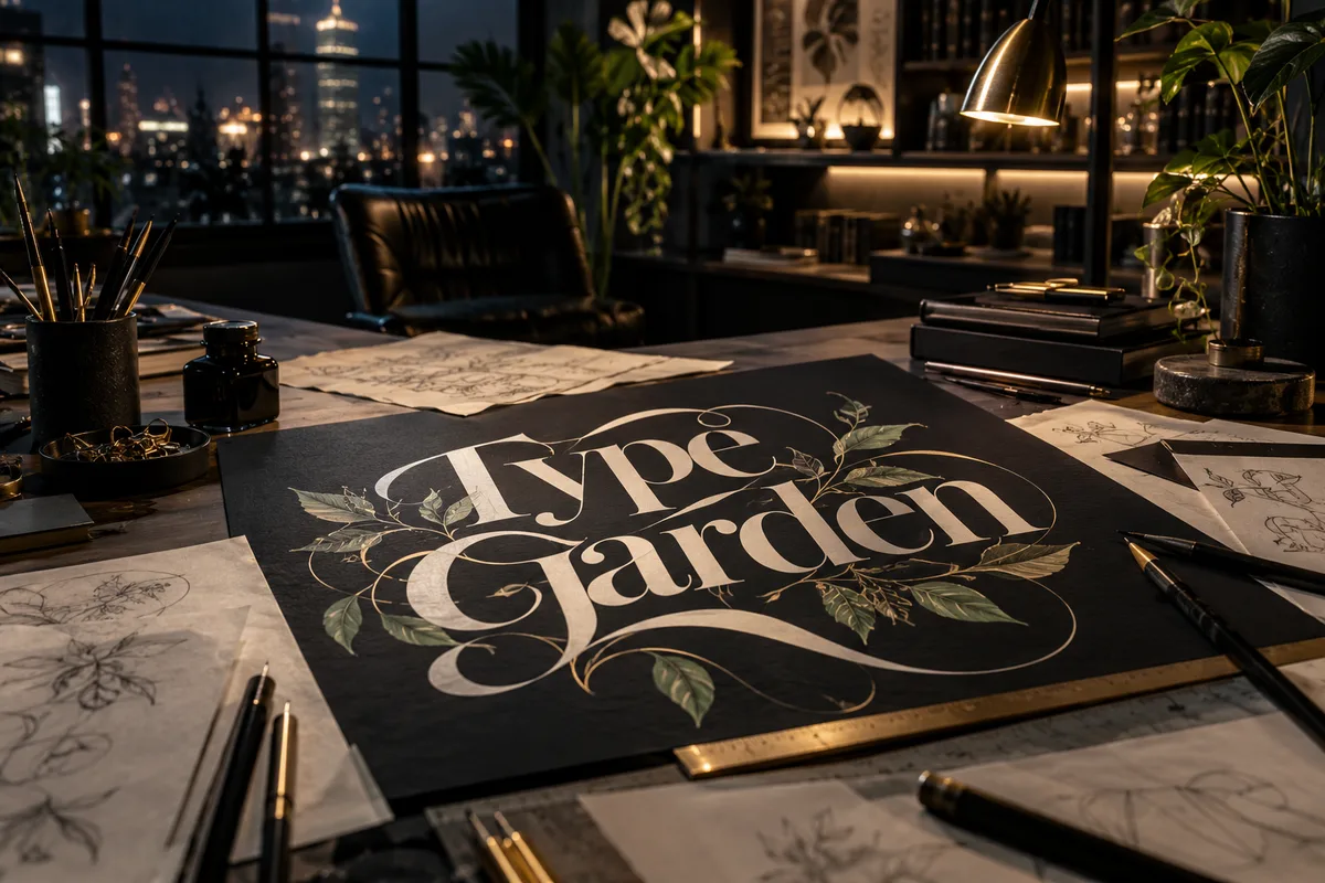 AI-generated realistic creative services collection for Type Garden